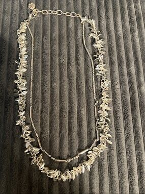 R.J. Graziano Silver Multi-Layer Leaf Necklace